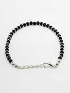 NVR Women Silver-Toned Black Brass Rhodium-Plated Link Bracelet - Distacart