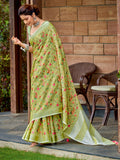 Shree Shyam Fashion Linen Yellow Green Saree - Distacart