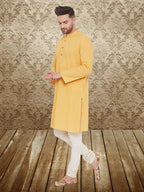 Even Apparels Men's Pintuck Fancy Yellow Kurta