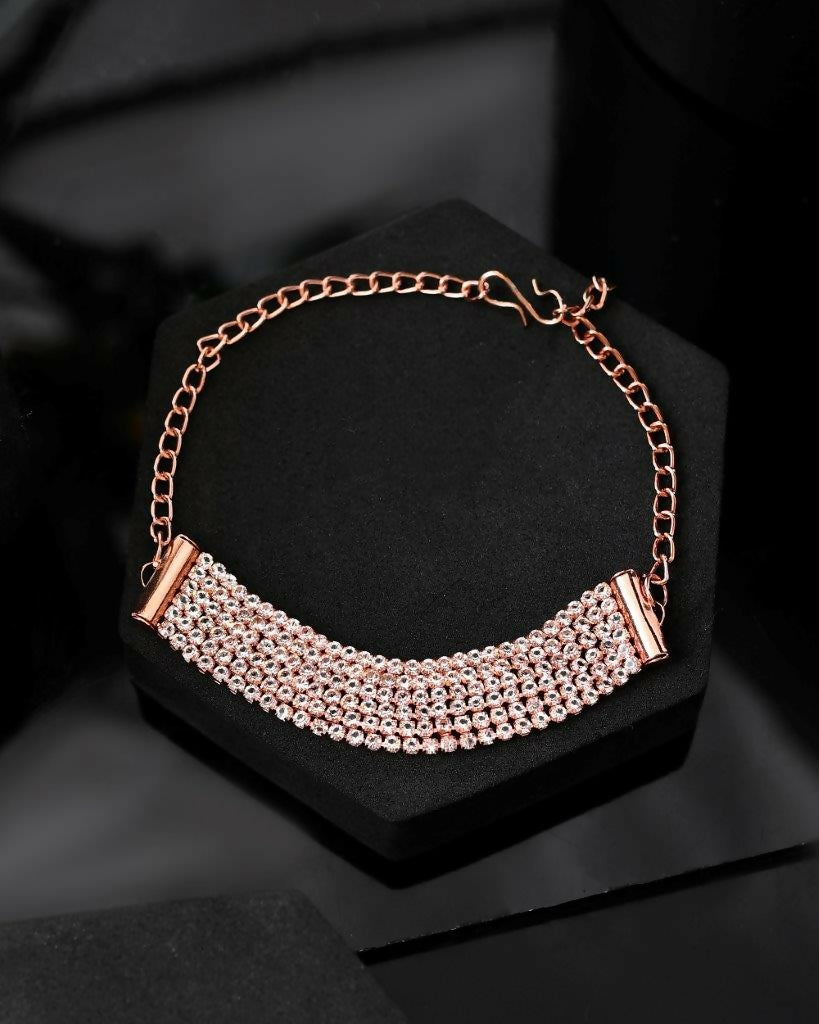 VOJ Gold Plated AD Studded Multi Layar Charm Bracelet - Distacart