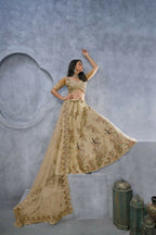 Kesar Fab Golden Net Embroidered Lehenga