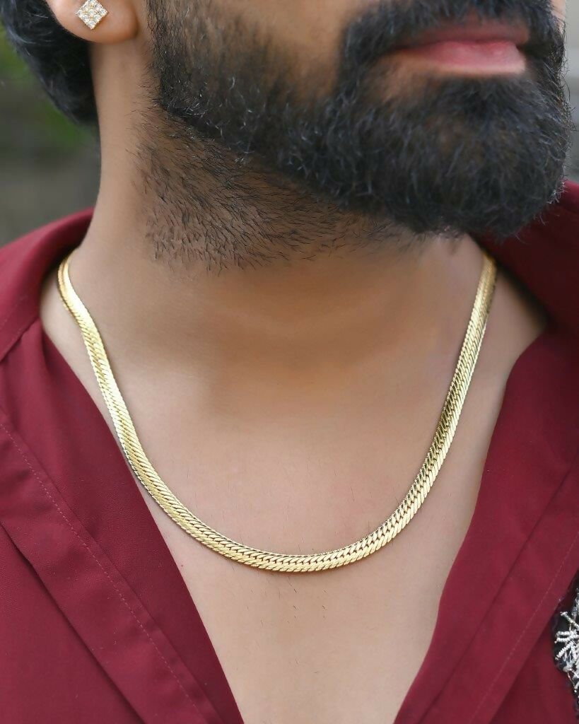VOJ Gold-Polished Thick Flat Snake Chain