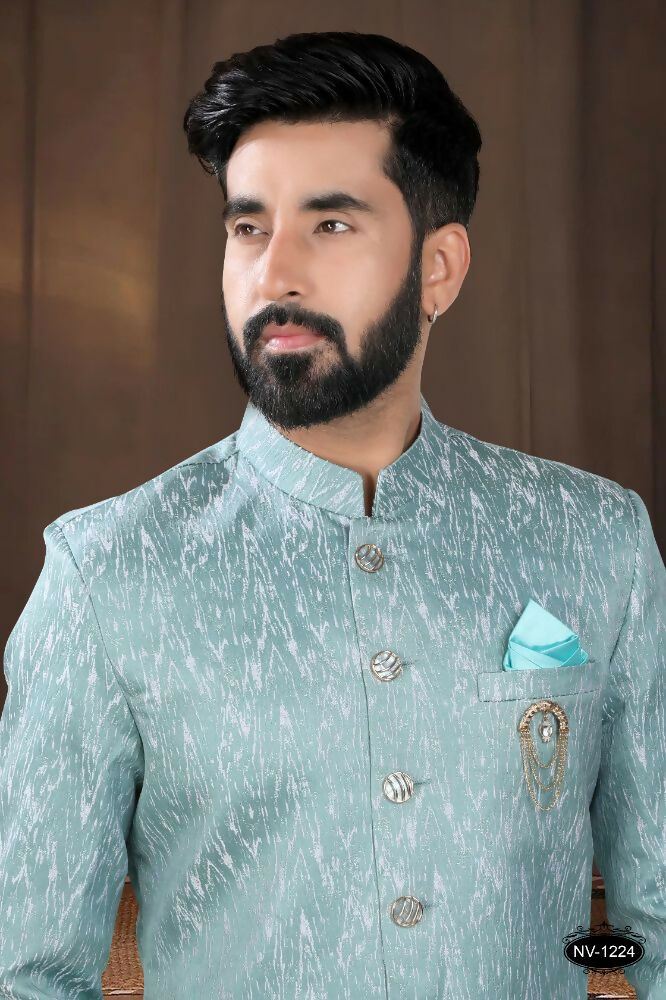 Joban Fashion Men's Green Woven Jacquard Kurta with Pyjama