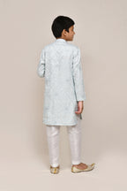 Joban Fashion Silk Based Thread Work Sky Blue Kurta With Straight Fit Pant