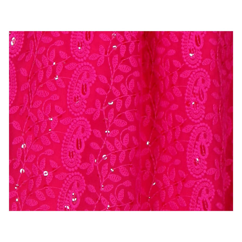 Akarshan viscose Lukhnowi Chikankari Anarkali kurta with leggings - Pink