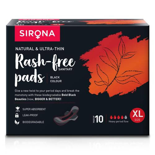 Sirona Biodegradable Black Sanitary Pads