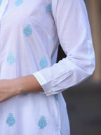 Juniper Women's White Cambric Printed Straight Kurta - Distacart