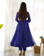 Joban Fashion Royal Blue Kurta Set Georgette Sequence Embroidery Work - Distacart