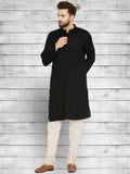 Even Apparels Pure Cotton Black Kurta - Black