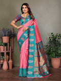 Joban Fashion Banarasi Baby Pink Butti Soft Silk Saree - Distacart