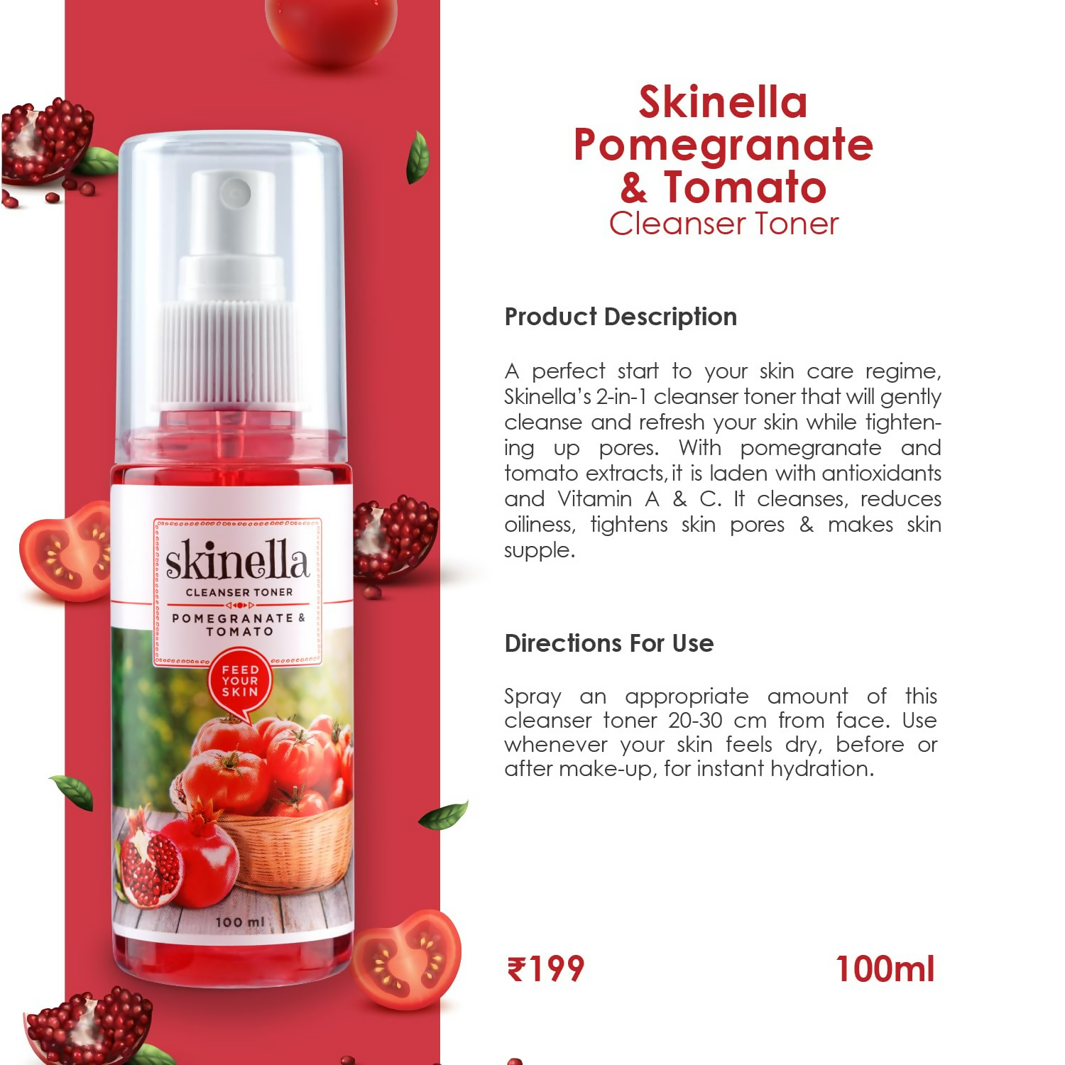 Skinella Pomegranate & Tomato Cleanser Toner