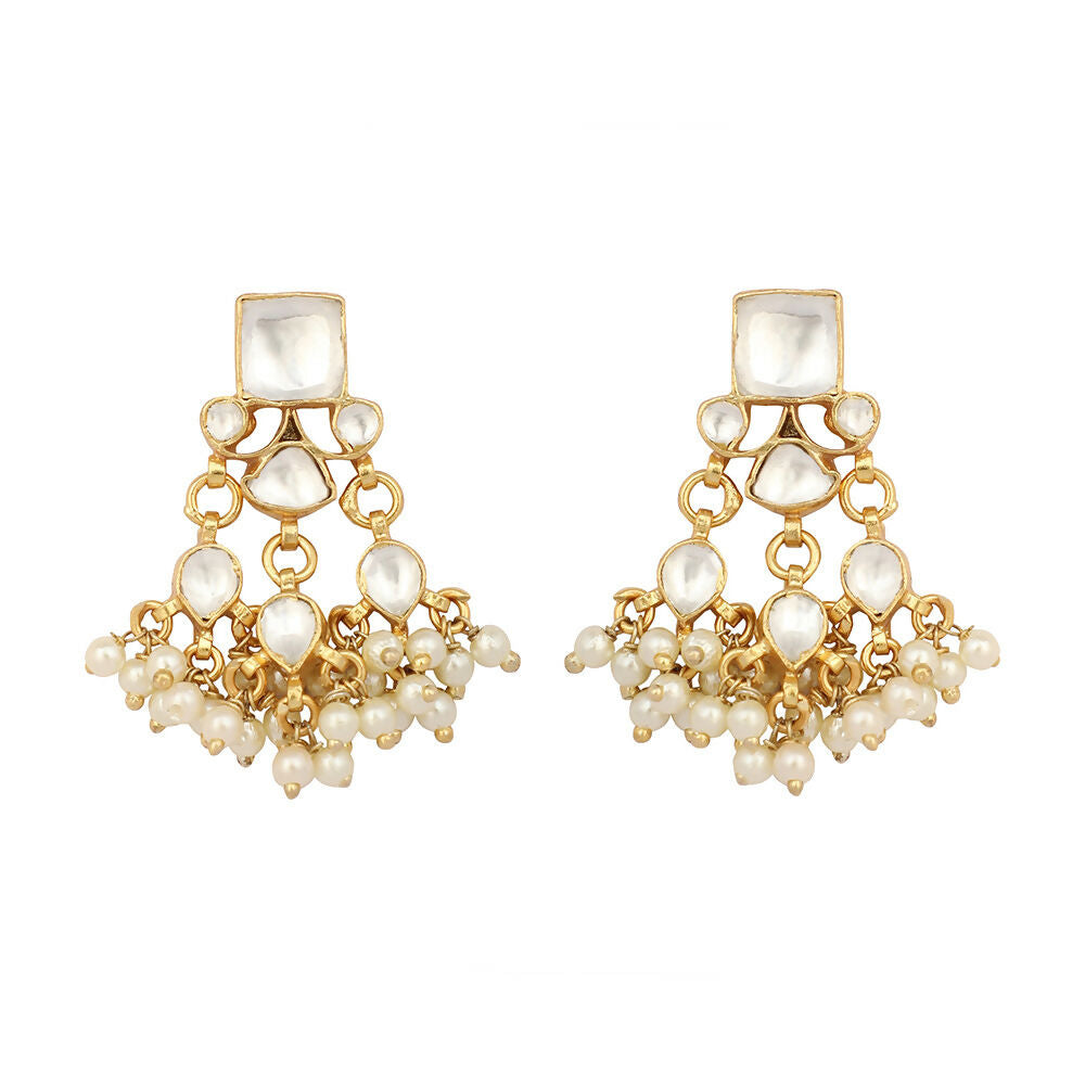 Nuyug 22K Gold Plated Ivory Dusk Kundan Earrings - Distacart
