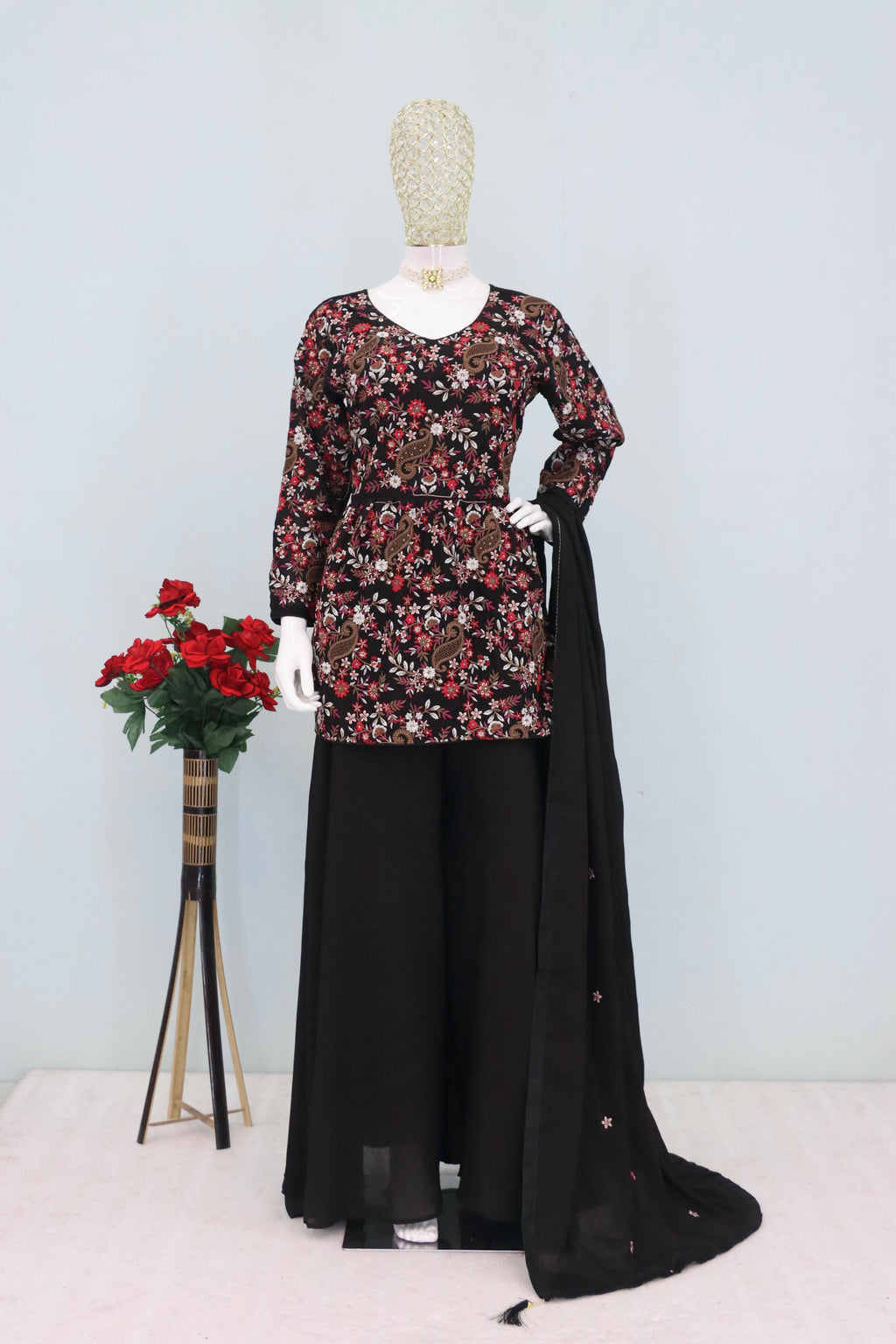 Anaita Black Chiffon Embroidered With Sequins Work Salwar Suit - Distacart