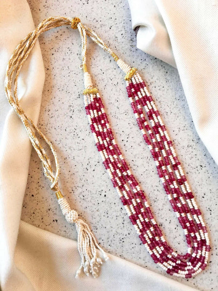 Joban Fashion Women Pink Multi Colours Stone Beads Partywear Five Layered Mala