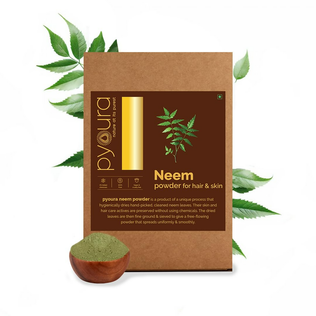 Pyoura Neem Leaf Powder 100% Pure & Natural Hygienically Dried Pack For Healthy Scalp & Strong Hair
