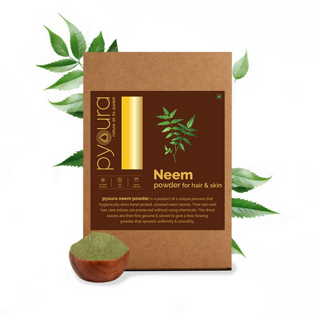 Pyoura Neem Leaf Powder 100% Pure & Natural Hygienically Dried Pack For Healthy Scalp & Strong Hair