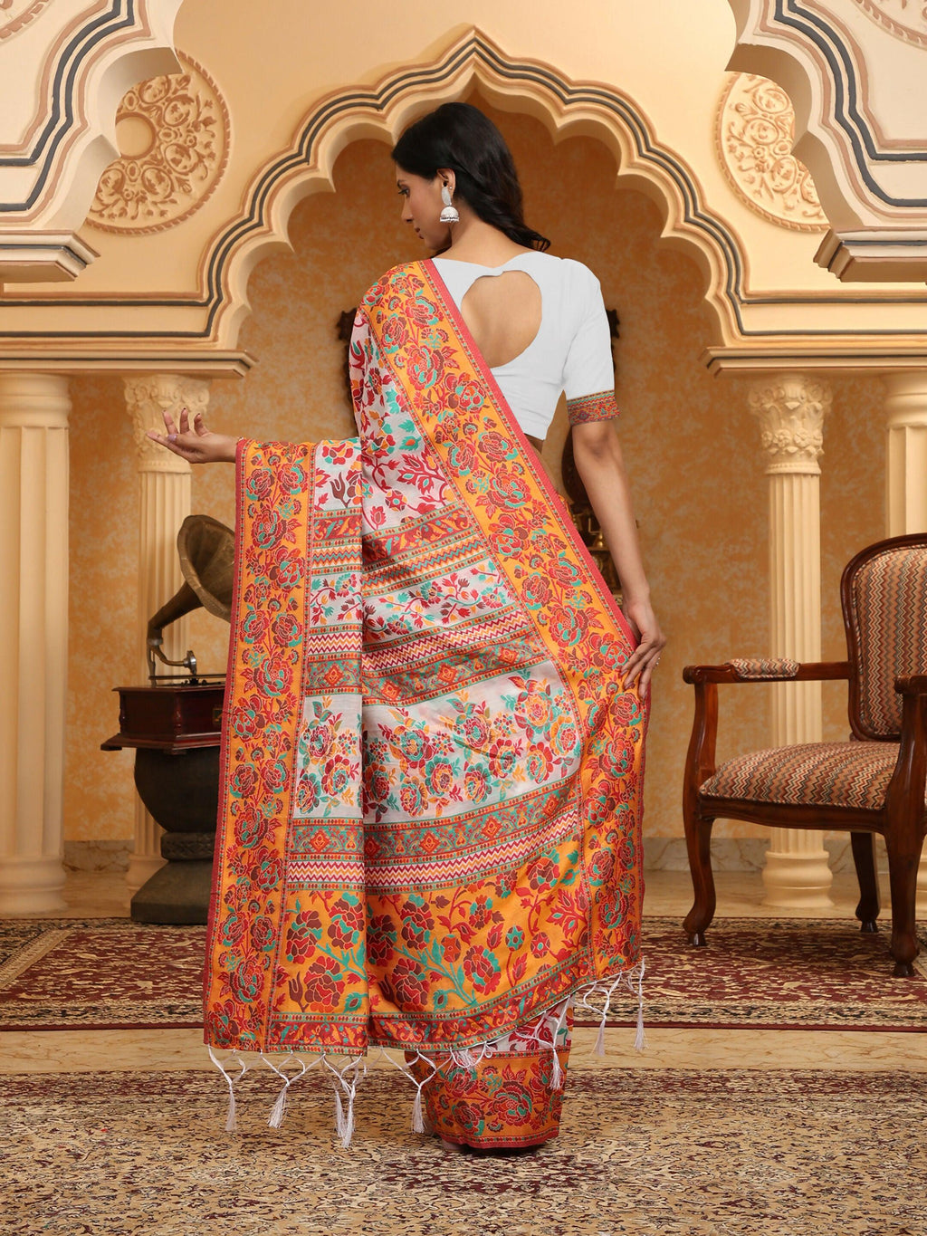 Shree Shyam Fashion Linen Cotton(Woven Work) Multicolour Saree - Distacart