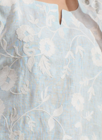 Joban Fashion Sky Blue Linen Embroidered Readymade Cord Set - Distacart