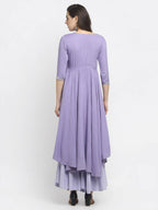 Rudra Bazaar Purple Angrakha Style Flared Kurta With Sharara - Distacart