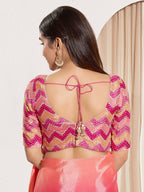 Joban Fashion Pink Chiffon Padded Blouse With Square Neck Elbow Sleeves - Distacart