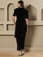 Joban Fashion Women Black Velvet Hand Embellishment Stitched Kurta Set - Distacart