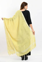 Mominos Fashion Moeza Women's Linen Cotton Silver Border Lemon Yellow Dupatta - Distacart