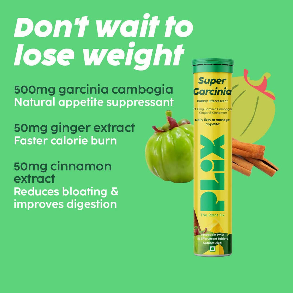 PLIX The Plant Fix Garcinia Bubbly Effervescent Tablets with Ginger, Cinnamon - Distacart