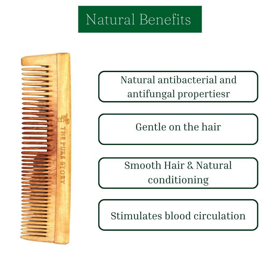 The Pure Story Oil Infused Neem Wood Dual Comb - Distacart