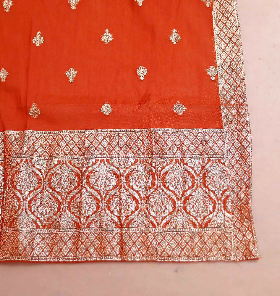 Miravan Womens Orange Embroidered Straight Kurta With Palazzo And Dupatta Set - Distacart