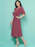 Women Republic Pink Dress with Attached Bow - Distacart