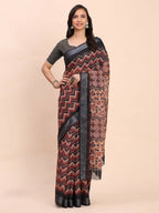 Shree Shyam Fashion Linen Cotton Black Saree - Distacart