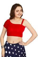 Aastha Fashion Women's Women's Red Velvet Solid Readymade Blouse