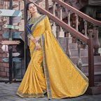 Yellow Colored Jacquard Silk Embroidered Saree With Blouse - Norita Royal Adveka