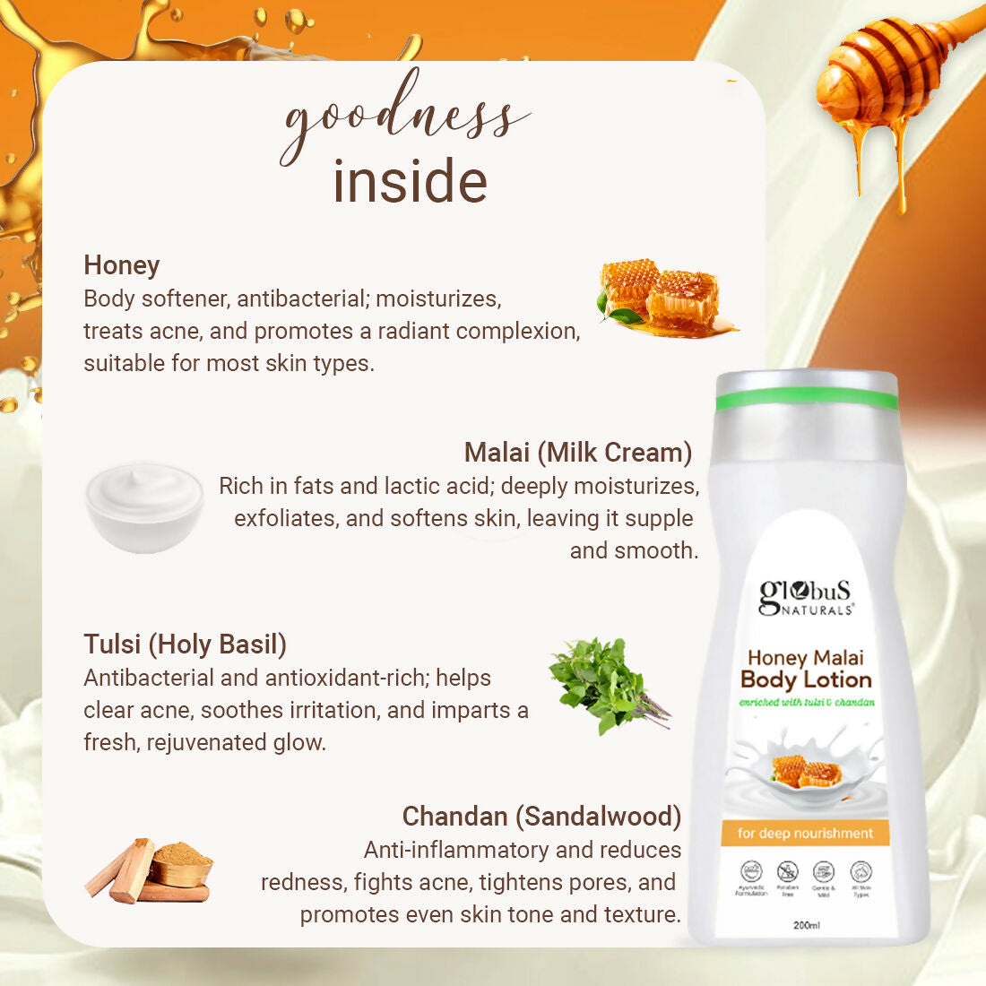 Globus Naturals Honey Malai Body Lotion - Distacart
