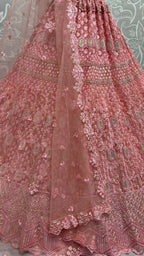 Jyoti Fashion Women's Pink Heavy Net Fancy Dori, Multi Thread, Rainbow Sequins and Diamond Work Wedding Lehenga Choli