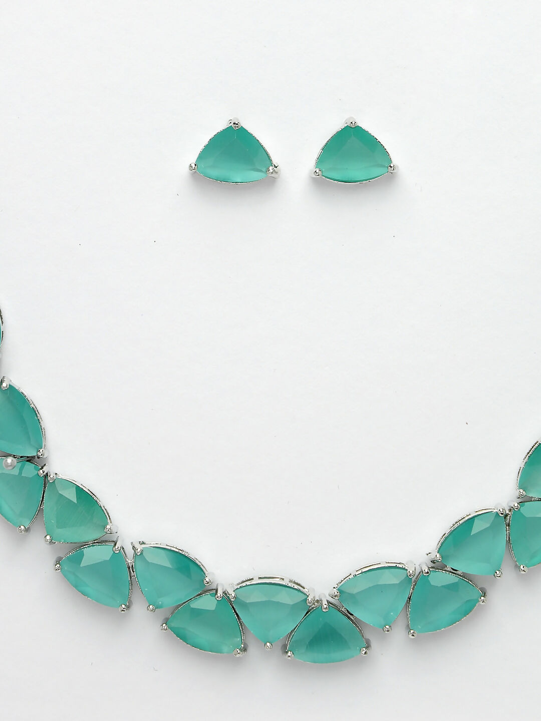 NVR Women's Green Artificial Stones Studded Handcrafted Jewellery Set