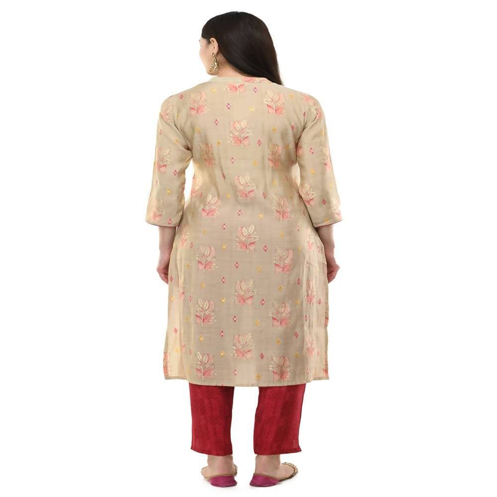 Lagi Women's Pink Printed Straight Kurta & Pant (MC45A)