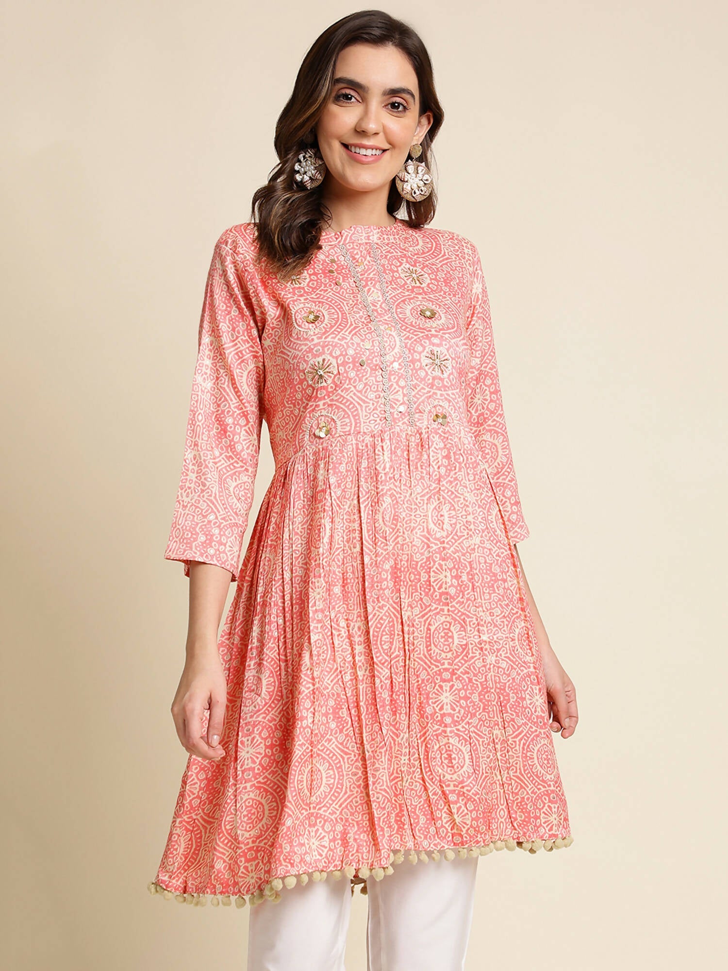 Peach Chiffon Paisley Printed Top - Himanshi