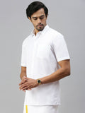 Ramraj Cotton Mens Half Sleeve White Shirt Plus Size - Soft Touch Cotton