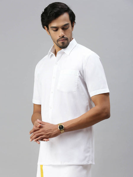 Ramraj Cotton Mens Half Sleeve White Shirt Plus Size - Soft Touch Cotton