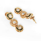 Meenakari and Diamond Studded Dangler Earrings (Gold) - Ruby Raang - Distacart