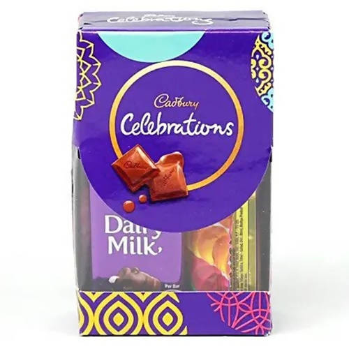 2 Stone Work Rakhis and Cadbury Celebrations Box combo