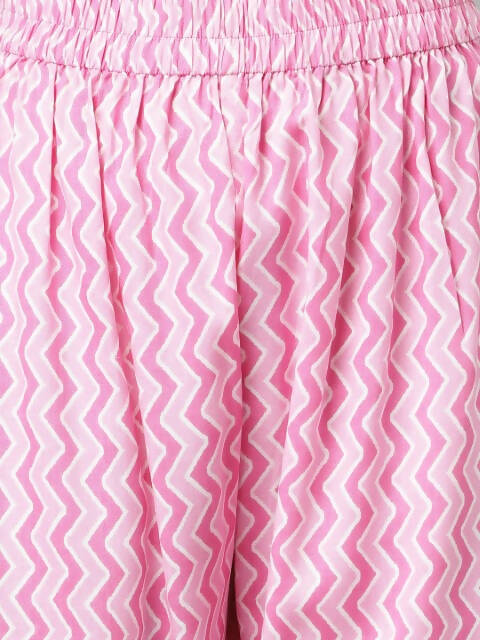 FIORRA Women's Pink Cotton A-Line Kurta Set
