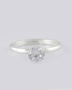 VOJ white CZ-detail Stainless Steel Cubic Zirconia Silver Plated adjustable finger Ring