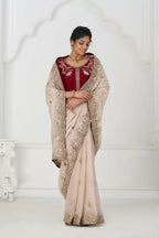 Kesar Fab Chiku Color Stunning Fendi Silk With Zari & Sequins Elegance Saree