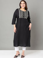Sztori Floral Embroidered Yoke Design Sequined Straight Kurta