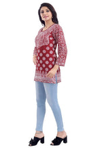 Snehal Creations Rust Faux Crepe Short Kurti Tunic