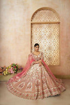 Kesar Fab White Silk Embroidered Lehenga