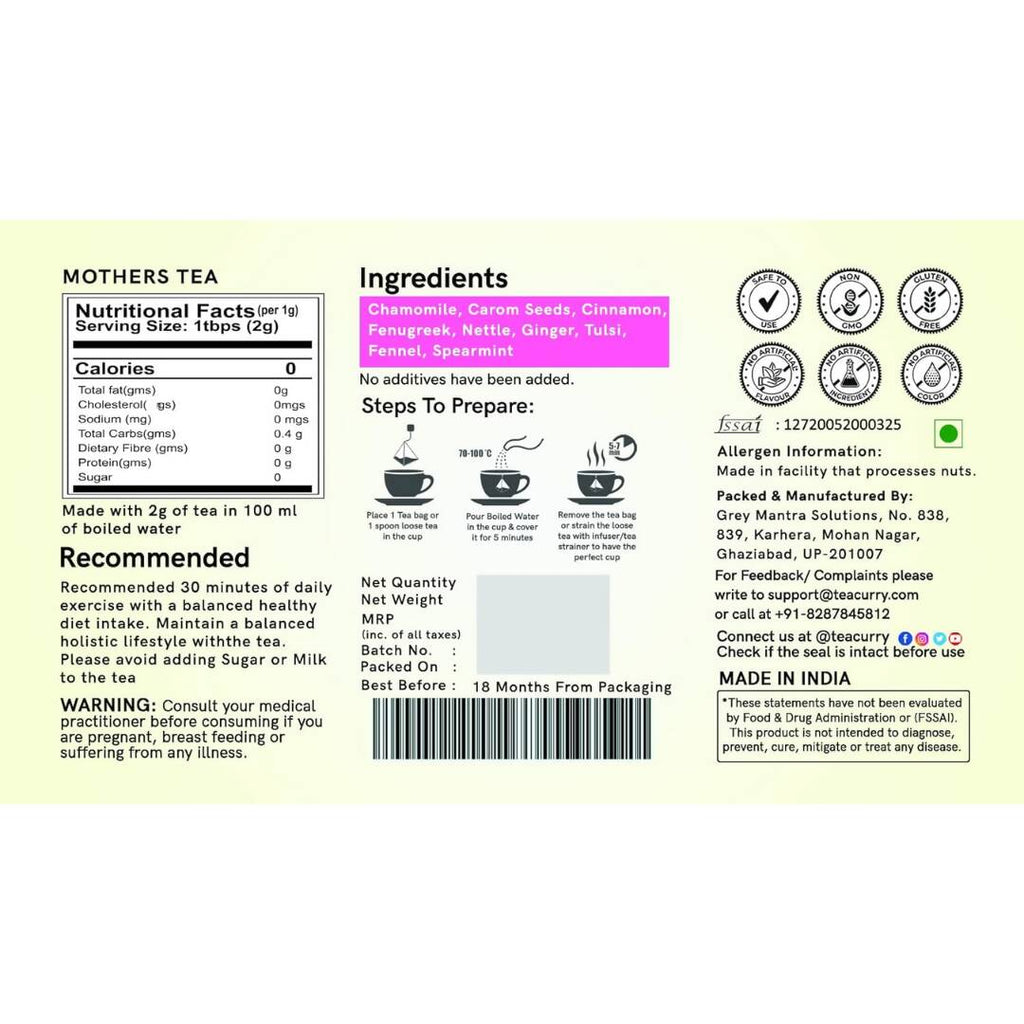 Teacurry Mothers Tea Bags - Distacart