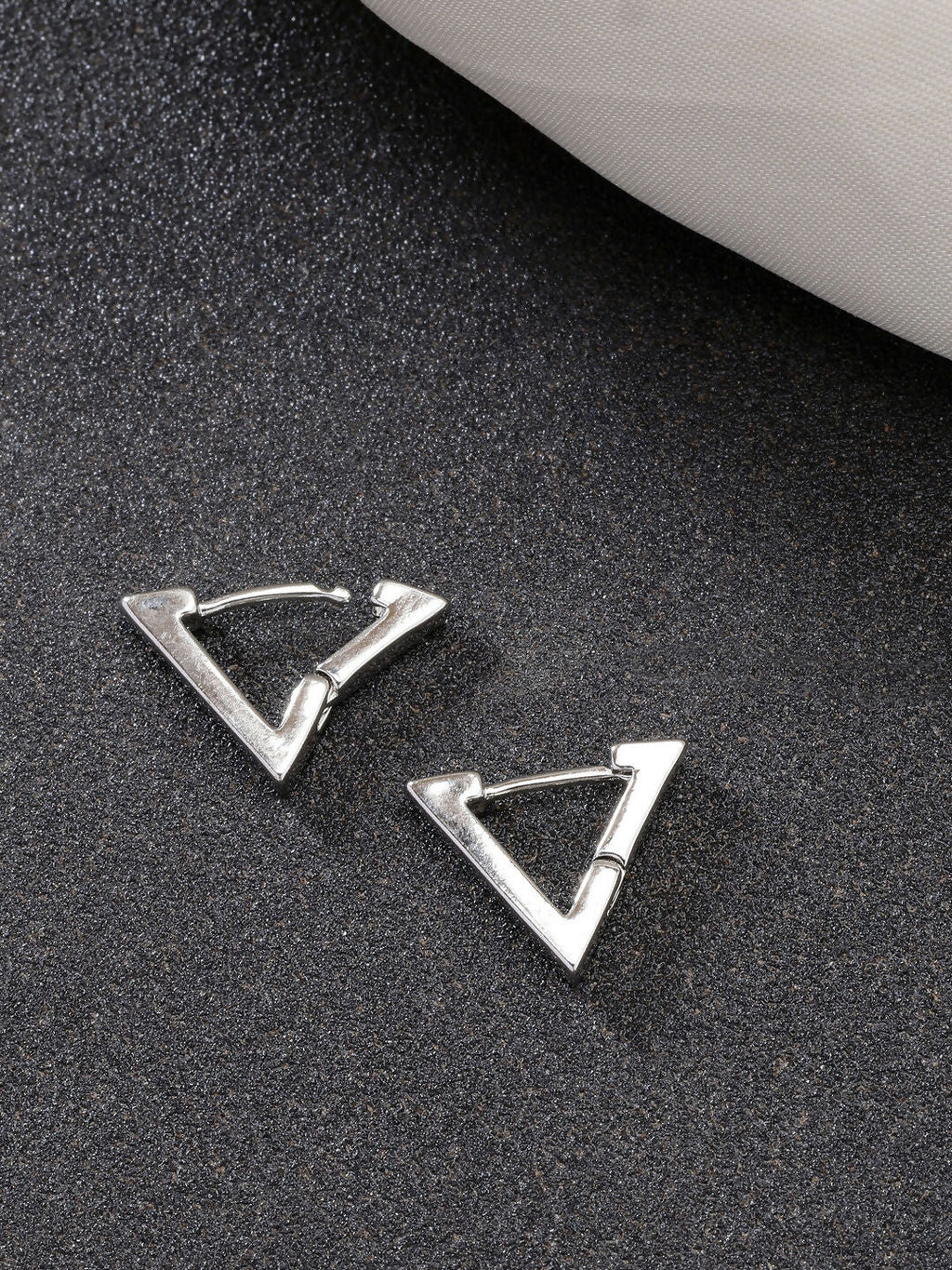 NVR Men's Set of 3 Multicolor Rhodium-Plated Geometric Shape Stainless Steel Studs Earring - Distacart